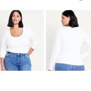 Like New Universal Thread White Ribbed L/S Shirt-Medium